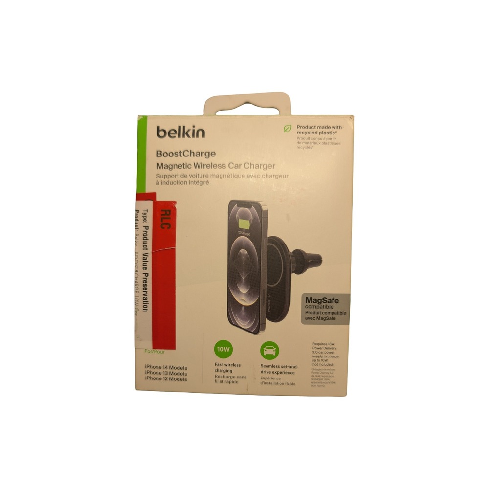 E8-O Belkin MagSafe Boost Charge Magnetic Car Charger - Air Vent Mount - Black